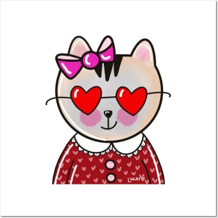 Cat with Heart Shades Posters and Art